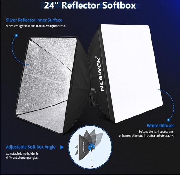 Photography Lighting Kit with Black and White Umbrellas - Picture 5 of 8